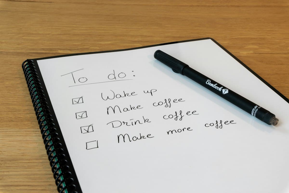 A handwritten to-do list with items checked off